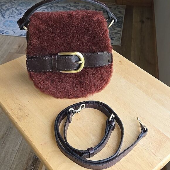 Patricia Nash Dark Brown Shearling Crossbody Bag Womens Handbag Purse Tote Carry - Picture 13 of 16